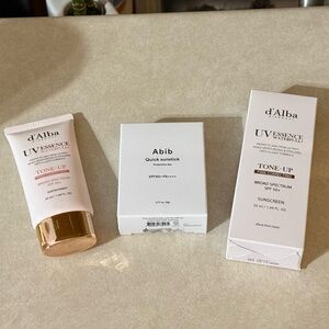 d’Alba Vegan Tone-Up Sunscreen and Abib Sunstick